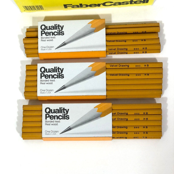 Faber Castell 880 HB Lead Velvet Drawing Lettering Pencils 2 Dozen PLUS 9 - Picture 1 of 8